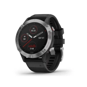 Zegarek sportowy Garmin Fenix 6 srebrny z czarnym paskiem