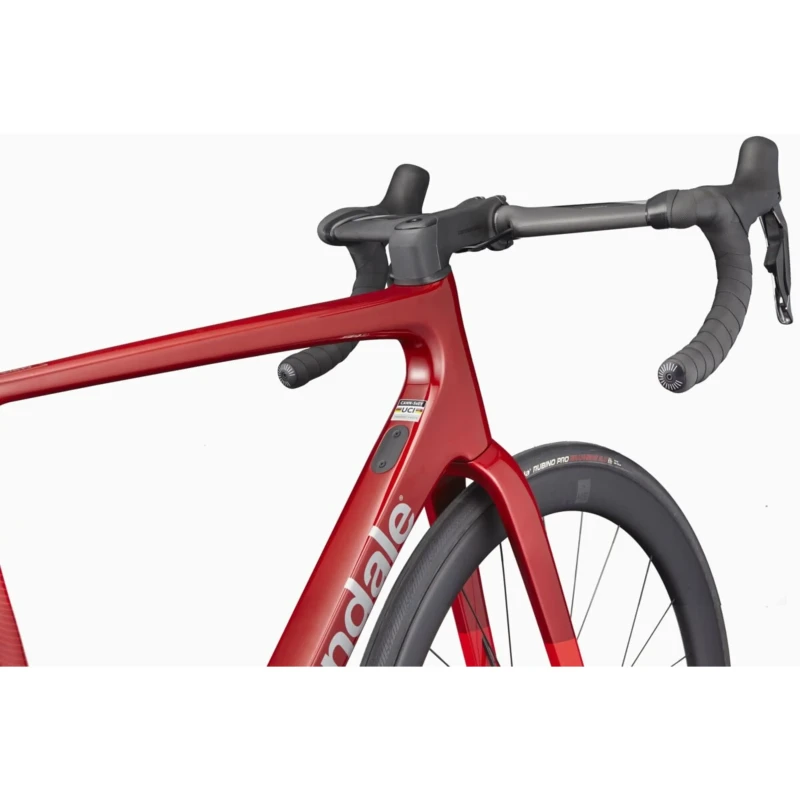 Rower szosowy Cannondale SuperSix Evo Carbon 2 Czerwony - widok ramy i kierownicy