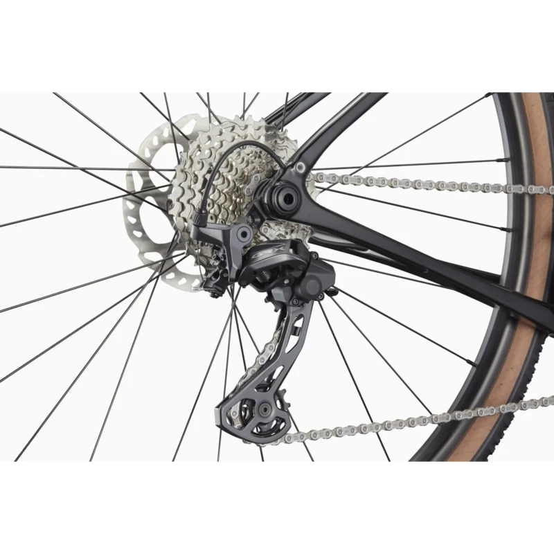 Rower gravel Cannondale Topstone Carbon 3 GRX 2x Czarny - widok piasty i łańcucha