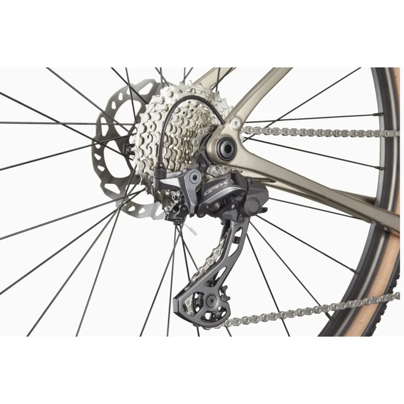 Rower gravel Cannondale Topstone Carbon 3 GRX 2x Biały - widok piasty i łańcucha