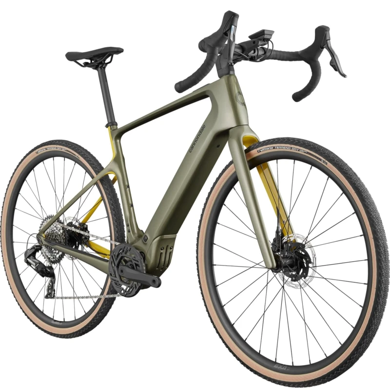 Rower elektryczny Cannondale Synapse Neo Allroad 2 Oliwkowy - widok z przodu