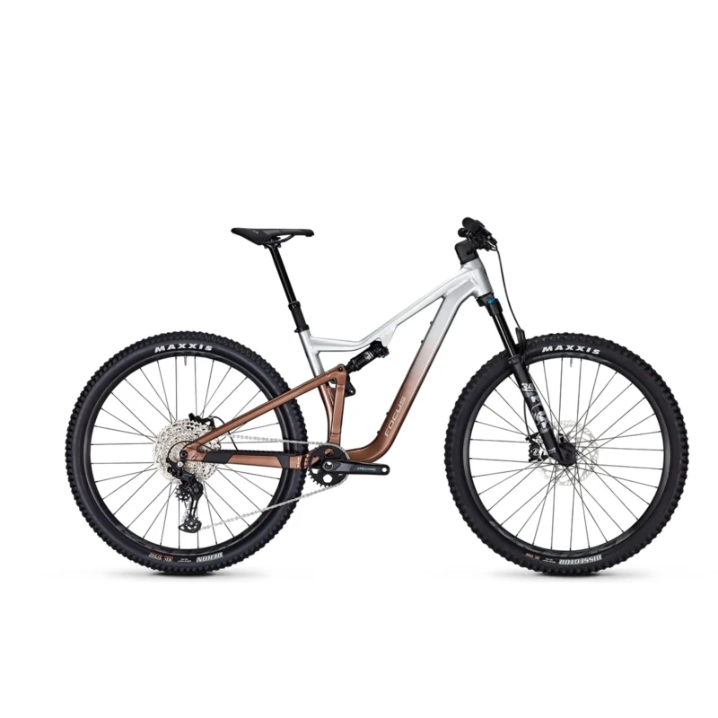 Rower MTB Focus Thron 6.9 Srebrno Brązowy - widok z boku