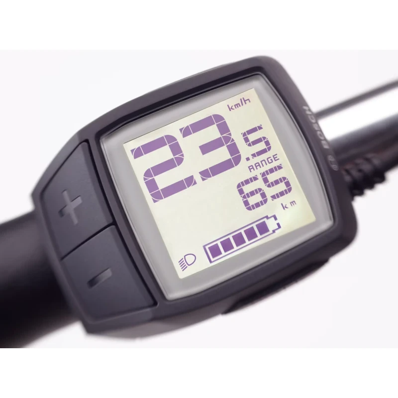 Rower elektryczny Electra Loft Go! 5i EQ Step-Thru 500Wh Czarny - wskaźnik prędkości i stan baterii