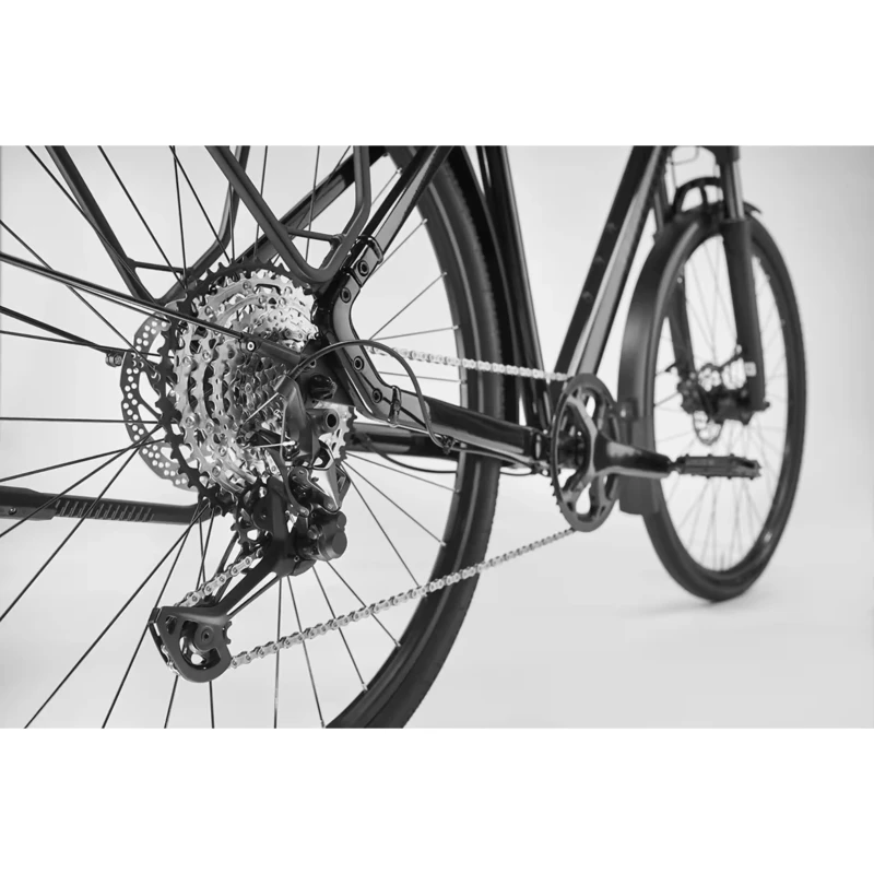 Rower trekkingowy Diamant Mahon Trip Pro z wysoką ramą Niebieski - widok piasty i korby