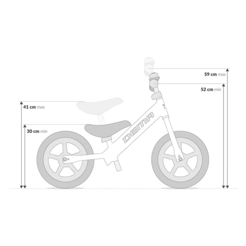 Rower biegowy Dema Różowy - wymiary