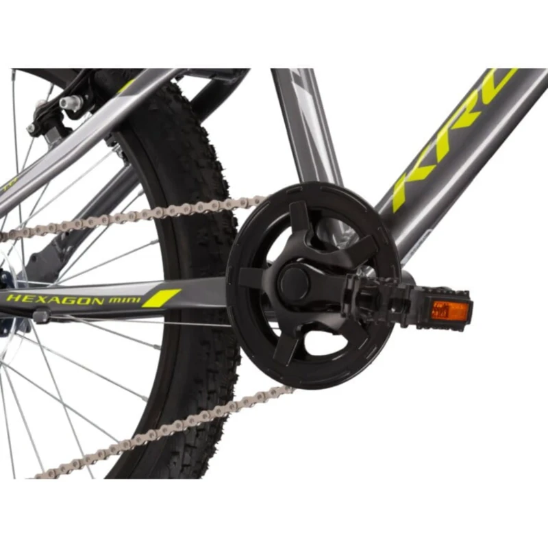 Rower dziecięcy Kross Hexagon Mini 1.0 20 szaro żółty - widok korby