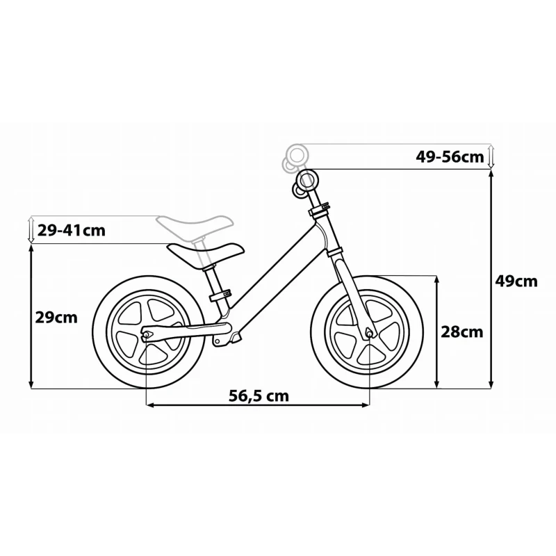 Rowerek biegowy metalowy minnie - wymiary